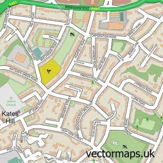 Street map sample of Kates Hill, West Midlands