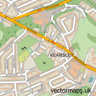 Street map sample of Kearsley, Greater Manchester