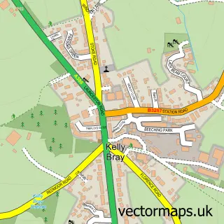 Street map sample of Kelly Bray, Cornwall