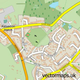 Street map sample of Kelvedon Hatch, Essex
