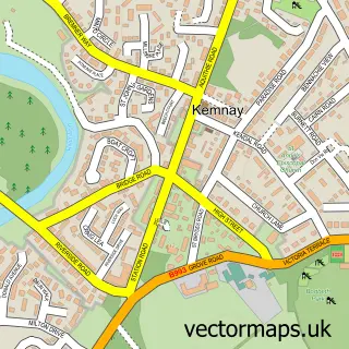 Street map sample of Kemnay, Aberdeenshire