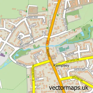Street map sample of Kempsey, Worcestershire