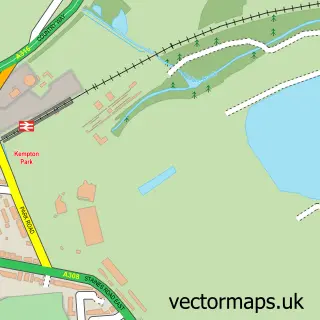 Street map sample of Kempton Park, Surrey