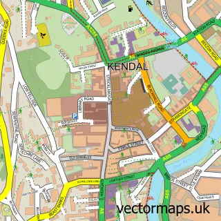 Street map sample of Kendal, Cumbria
