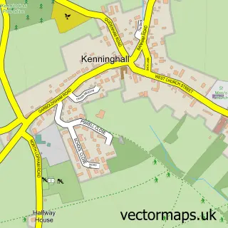 Street map sample of Kenninghall, Norfolk