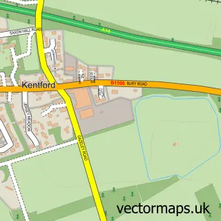 Street map sample of Kentford, Suffolk