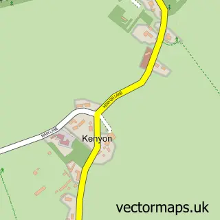 Street map sample of Kenyon, Cheshire