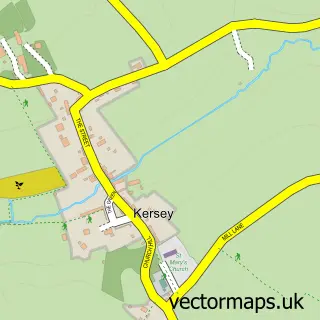 Street map sample of Kersey, Suffolk