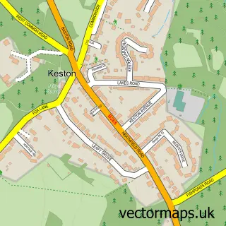 Street map sample of Keston, Greater London