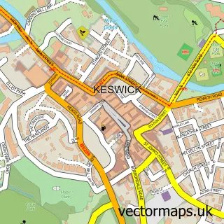 Street map sample of Keswick, Cumbria