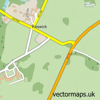 Street map sample of Keswick, Norfolk