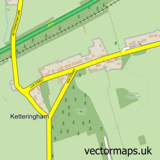 Street map sample of Ketteringham, Norfolk