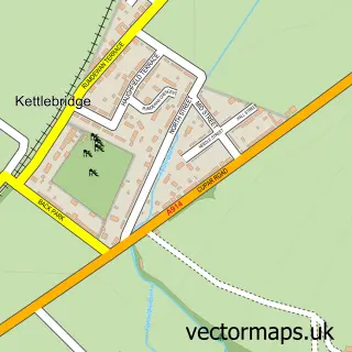 Street map sample of Kettlebridge, Fife