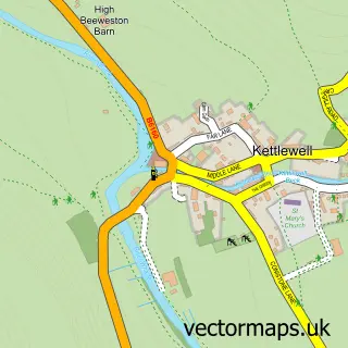 Street map sample of Kettlewell, North Yorkshire