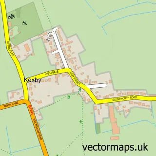 Street map sample of Kexby, Lincolnshire
