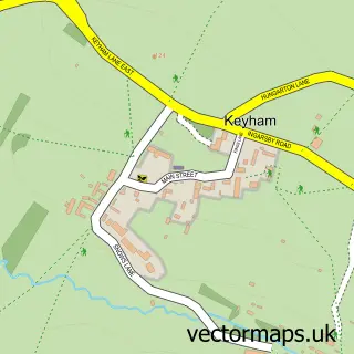 Street map sample of Keyham, Leicestershire