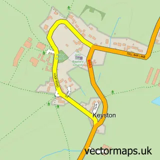 Street map sample of Keyston, Cambridgeshire