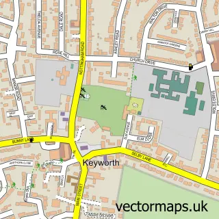 Street map sample of Keyworth, Nottinghamshire