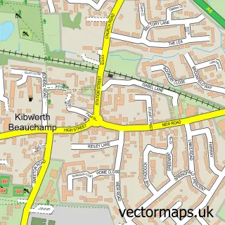Street map sample of Kibworth Beauchamp, Leicestershire