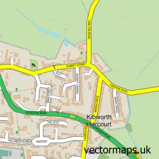 Street map sample of Kibworth Harcourt, Leicestershire