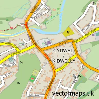 Street map sample of Kidwelly, Dyfed