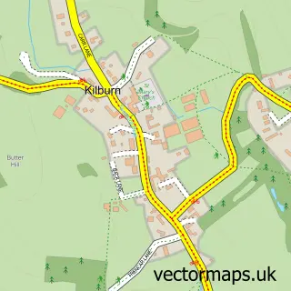Street map sample of Kilburn, North Yorkshire