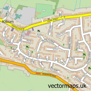 Street map sample of Kilburn, Derbyshire
