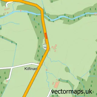 Street map sample of Kilfinan, Argyll and Bute