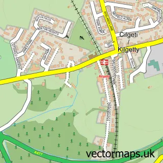 Street map sample of Kilgetty, Dyfed