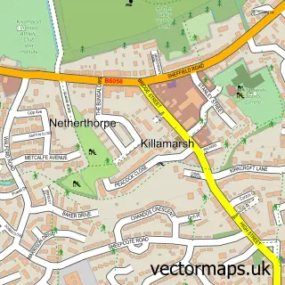 Street map sample of Killamarsh, Derbyshire
