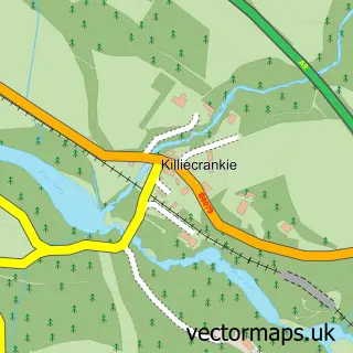 Street map sample of Killiecrankie, Perth and Kinross