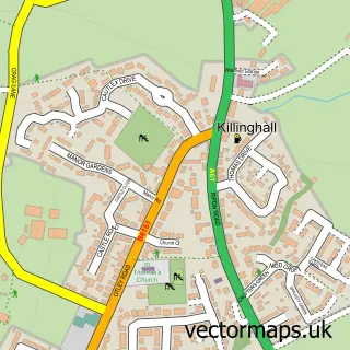 Street map sample of Killinghall, North Yorkshire