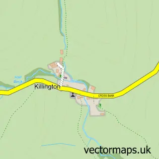 Street map sample of Killington, Cumbria