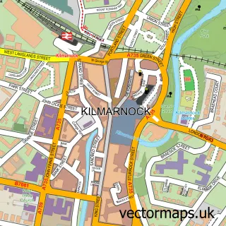 Street map sample of Kilmarnock, Ayrshire and Arran