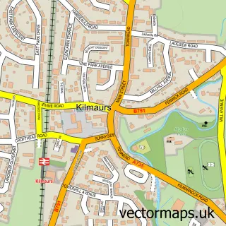 Street map sample of Kilmaurs, Ayrshire and Arran