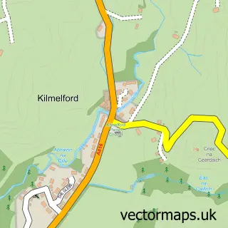 Street map sample of Kilmelford, Argyll and Bute