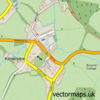 Street map sample of Kilmersdon, Somerset