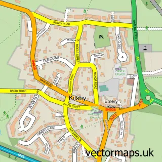 Street map sample of Kilsby, Northamptonshire