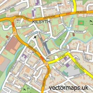 Street map sample of Kilsyth, Dunbartonshire