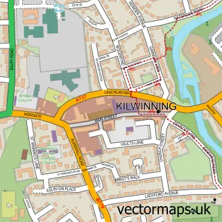 Street map sample of Kilwinning, Ayrshire and Arran