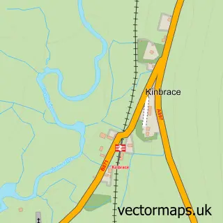 Street map sample of Kinbrace, Sutherland