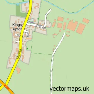 Street map sample of Kings Ripton, Cambridgeshire