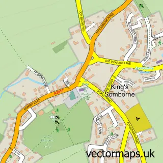 Street map sample of King's Somborne, Hampshire