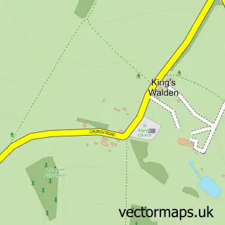 Street map sample of King's Walden, Hertfordshire