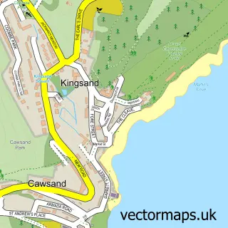 Street map sample of Kingsand, Cornwall