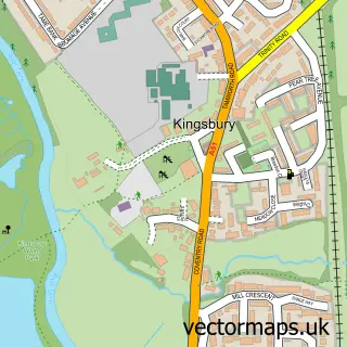 Street map sample of Kingsbury, Warwickshire