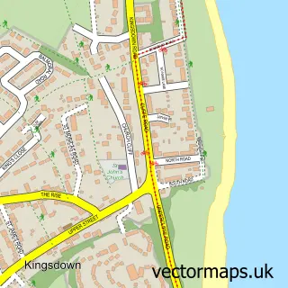 Street map sample of Kingsdown, Kent