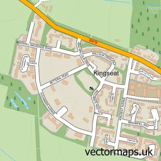 Street map sample of Kingseat, Aberdeenshire
