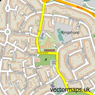 Street map sample of Kingshurst, West Midlands