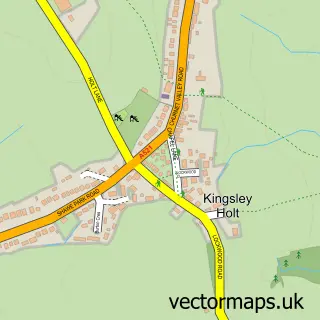 Street map sample of Kingsley Holt, Staffordshire